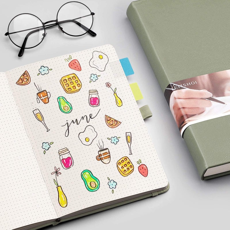EMSHOI Dotted Notebook - 256 Pages A5 Dotted Grid Journal Notebook 120gsm Thick Paper 16 Perforated Pages  Smooth PU Leather  Inner Pocket 5.75'' ? 8.38''-Green - Image 5
